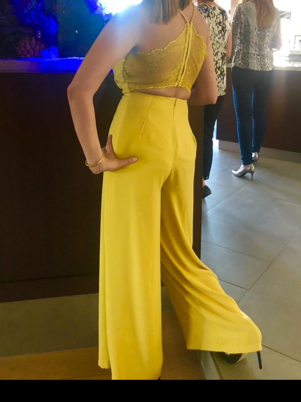 Naked Zebra Yellow Lace-Back Maxi Dress